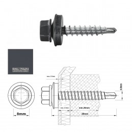 RAL 7024 Trapezblechschrauben 4,8 mm x 28,0 mm (250x)