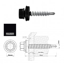 RAL 9005 Trapezblechschrauben 4,8 mm x 55,0 mm (100x)