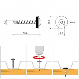 RAL 7016 TX-Trapezblechschrauben 4,8 mm x 35,0 mm (250x)