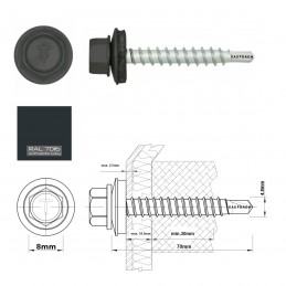 RAL 7016 Trapezblechschrauben 4,8 mm x 70,0 mm (100x)