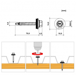 RAL 8004 WFD Trapezblechschrauben 4,8 mm x 70,0 mm (200x)